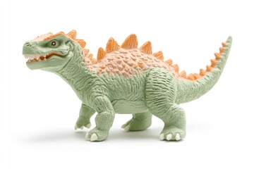 Obraz premium Textured Plasticine Dinosaur Figure With Sharp Orange Ridges Against a Clean White Backdrop