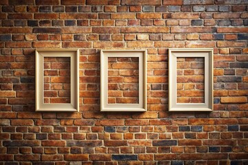 Fototapeta premium Empty Picture Frames on Brick Wall - Ready for Family Photos or Artwork