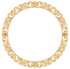 Golden frame on transparent background, cut out, 3D render