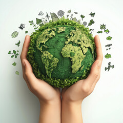 Hand holding green earth and Environment Social and Governance World