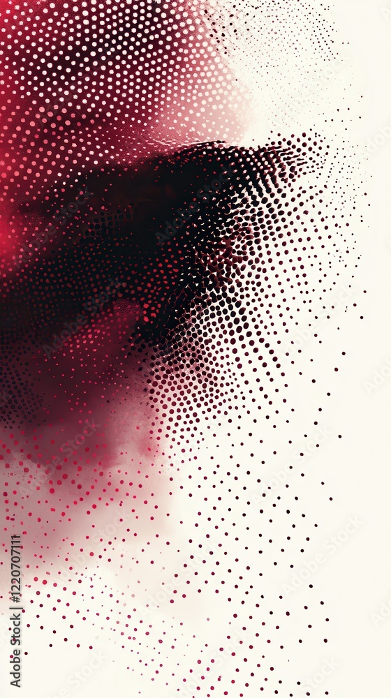 Aufkleber Deep crimson and burgundy abstract pattern with dotted texture showcasing artistic blending techniques
