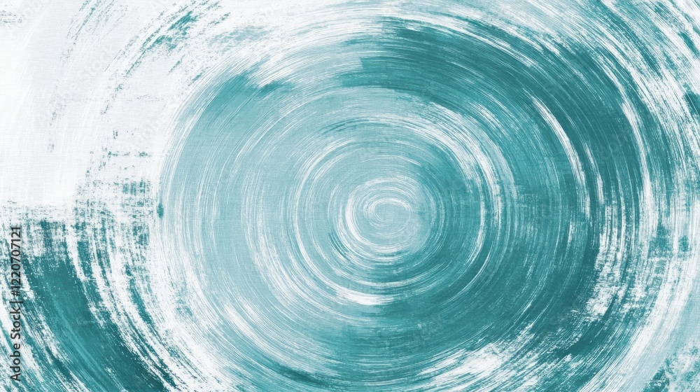 Poster Elegant circular pencil strokes create a soothing abstract pattern with shades of teal on a light background