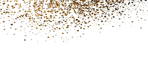 abstract golden color star and doted spotted confetti during holiday celebration template on white background. Concept for Studio shot, holiday celebration event vector illustration.