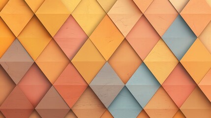 A vibrant tessellation of triangles in varying shades of orange, yellow, and red, radiating warmth, copy space