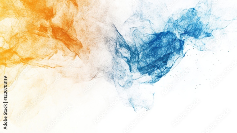 Poster Abstract pencil strokes create uneven patches with shades of orange and blue blending together in a dynamic flow