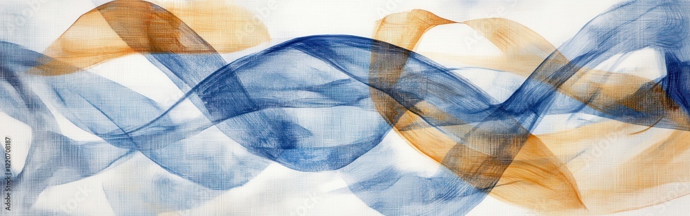 Fototapete colored pencil strokes flow together to create a dynamic pattern of blue and soft orange hues on a t
