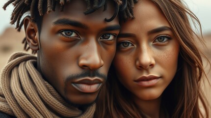 Obraz premium Romantic couple in love. Close up portrait