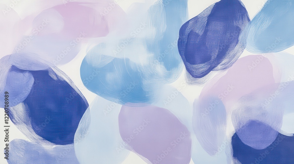 Poster Abstract overlapping spots created with pencil strokes depict a blend of soft colors and shapes in a contemporary artistic style