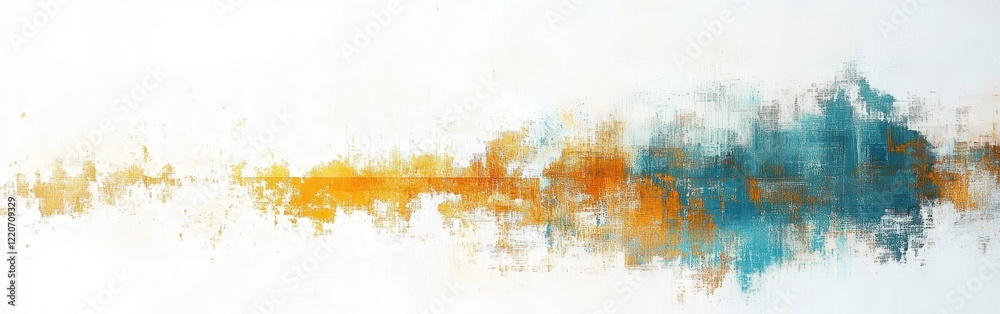 Poster Exploring the beauty of abstract fragmented grids in muted teal and gold tones with a touch of softness
