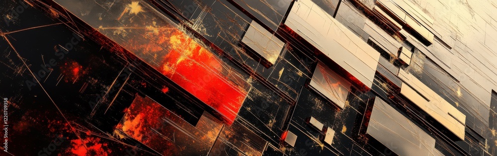 Fototapete futuristic abstract composition featuring dynamic geometric elements with vivid colors and intricate