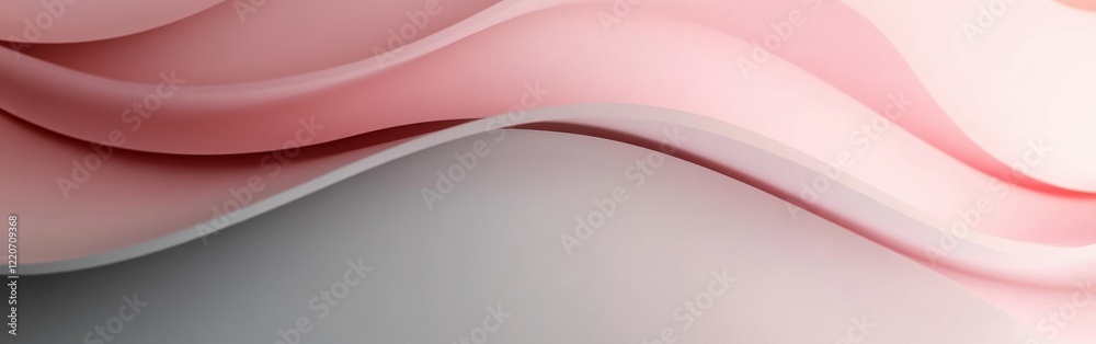 Aufkleber smooth gradient abstract background with gentle curves in soft pink and white tones