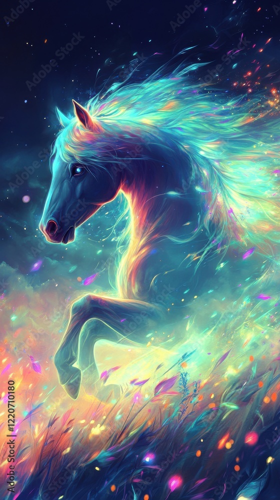 Aufkleber vibrant portrayal of a child's profile captured in imaginative colors with flowing elements and a dr