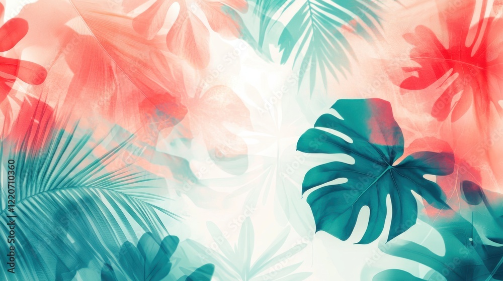 Aufkleber vibrant bokeh design using tropical shades with lush palm leaves and soft colors creating a dreamy a