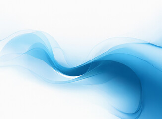 Fototapeta premium Abstract image of flowing, translucent blue waves on a white background. The grainy texture adds depth and subtle contrast.