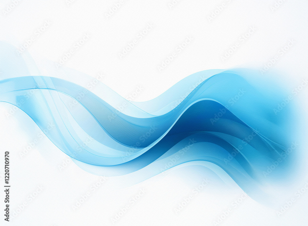 Aufkleber abstract image of flowing, light blue waves on a white background. the grainy texture adds depth and
