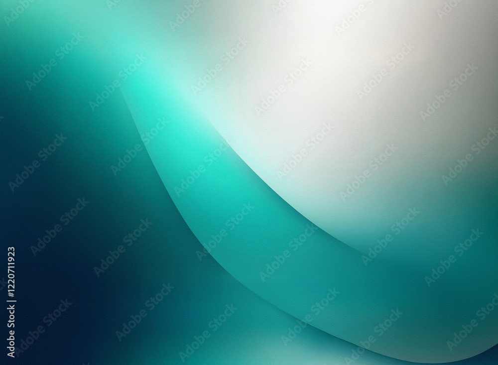 Aufkleber Abstract image with a grainy texture.  Fluid, teal and white curves blend seamlessly, creating a soft, ethereal feel.  The colors transition smoothly, forming a dynamic yet calming visual.