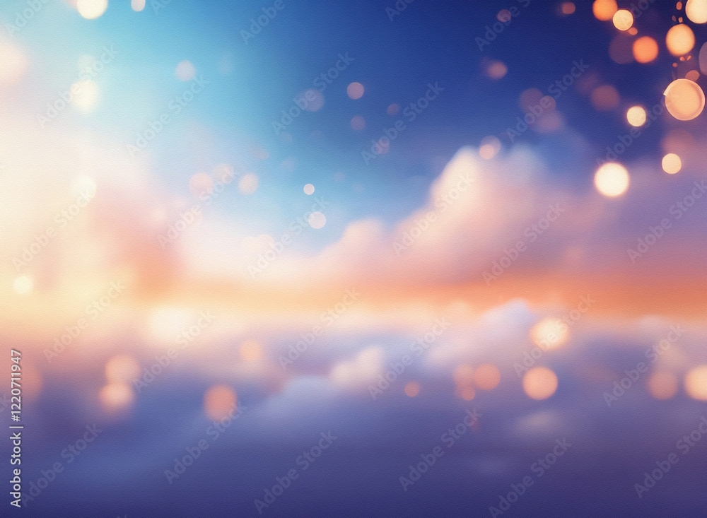 Poster grainy texture of a dreamy sunset. soft, blurred clouds and warm light create a peaceful, ethereal a