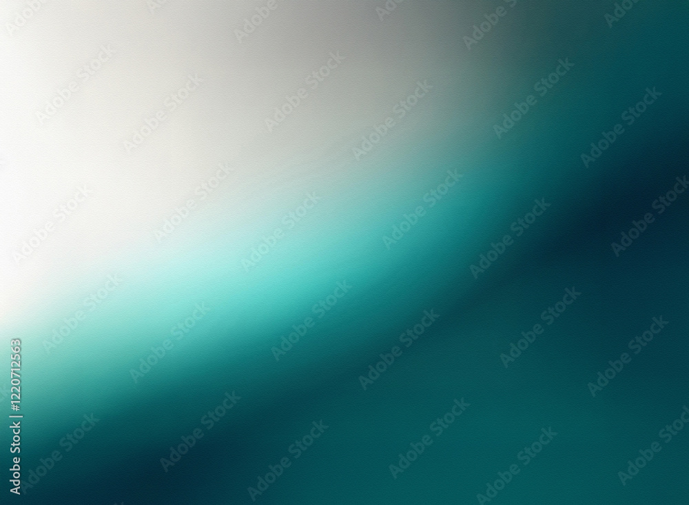 Poster a grainy, textured gradient transitions from bright white to a deep teal. the image has a blurry, ab