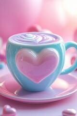 Delightful heart latte for love. Generative AI