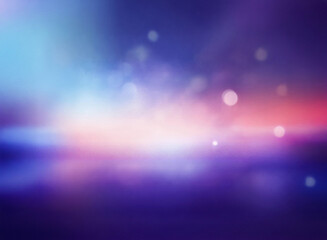 Grainy texture, blurred, abstract background with vibrant colors and soft bokeh lights.  A dreamy, ethereal scene of purple, pink, and blue hues.