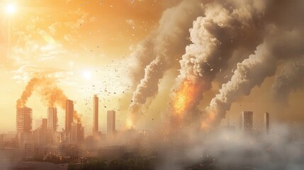 Obraz premium PM 2.5 dust particles are formed from combustion processes.