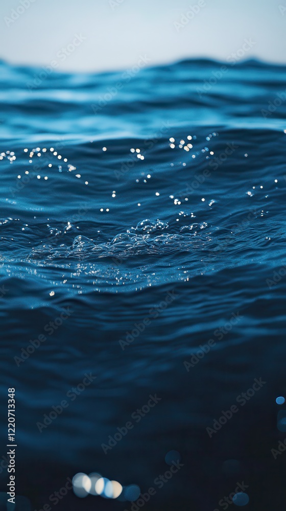 Poster cool aqua and indigo bokeh effect creates an enchanting atmosphere over tranquil water surface