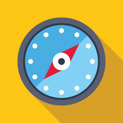 Obraz premium Compass with needle pointing north showing direction on a yellow background, navigation concept