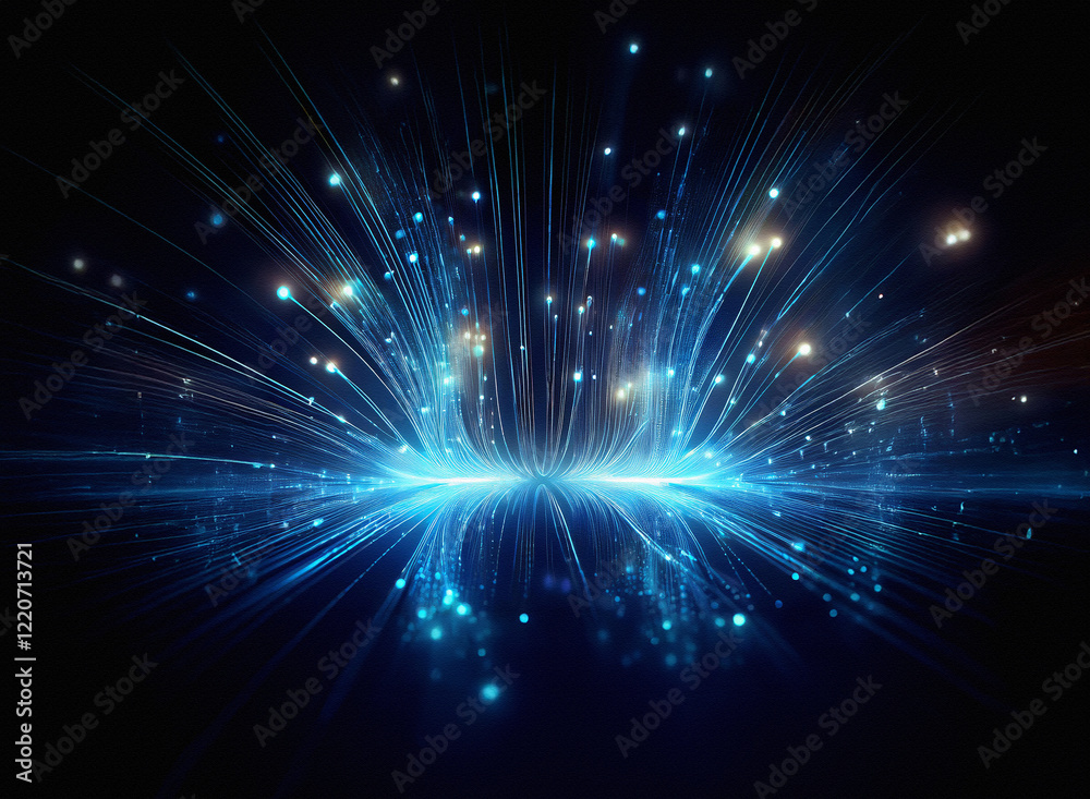 Aufkleber a grainy, textured burst of blue light explodes from a central point, radiating outwards in streaks.
