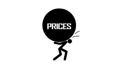 price increase, black isolated silhouette