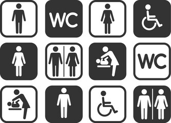 Public toilet pictogram set
