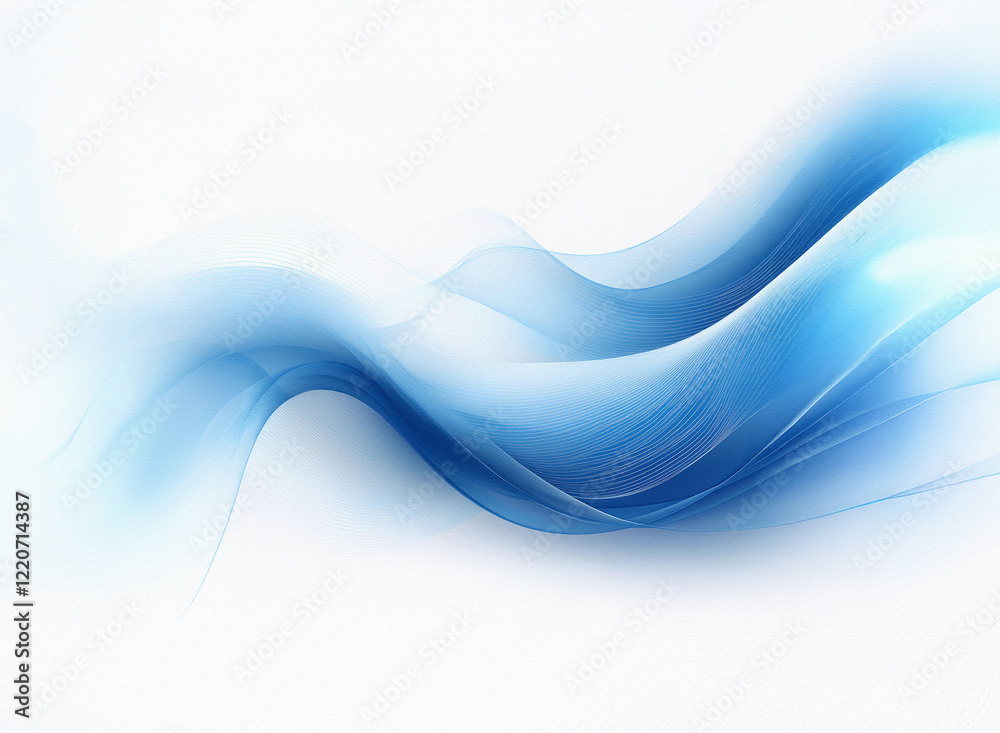 Poster Abstract image of flowing blue waves on a white background.  The grainy texture adds depth and dimension to the fluid design.