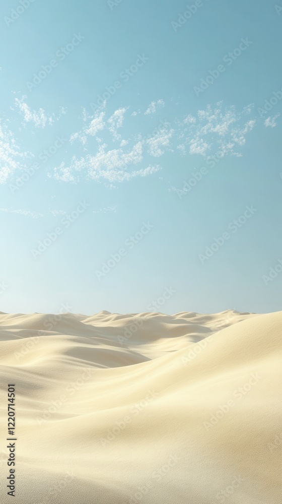 Aufkleber expansive golden desert under a clear blue sky with wispy clouds in the distance during midday light