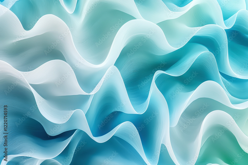 Poster smooth wave-like patterns in cool tones create a serene and flowing composition in high resolution
