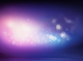 Fototapeta premium A grainy, textured abstract background with a soft, glowing light source in the center. Colors blend from warm pink to cool blue, creating a dreamy, ethereal effect. The bokeh effect adds depth and 