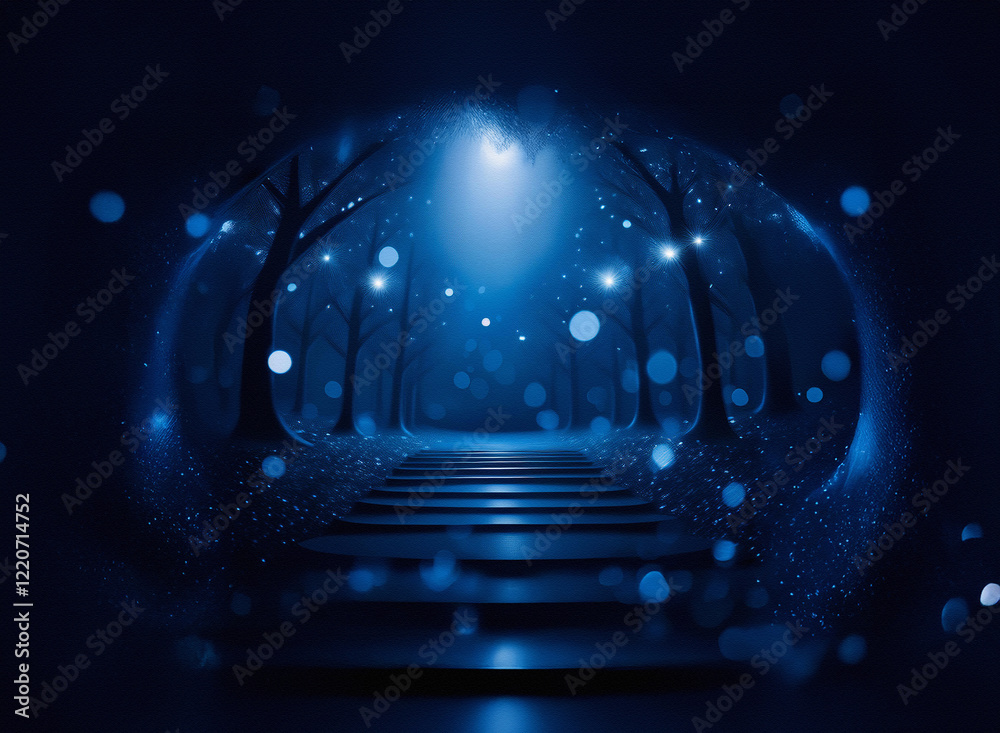 Aufkleber a grainy, textured image depicts a moonlit path winding through a dark, mysterious forest. the scene