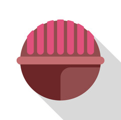 Indulge in the irresistible allure of a round chocolate praline, featuring a vibrant pink striped filling, symbolizing a delectable confection