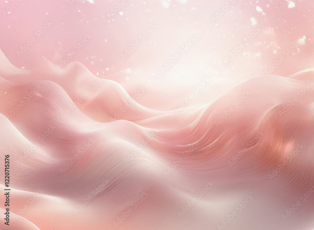 Poster grainy texture, soft pink light illuminates a dreamy, undulating landscape. subtle highlights and sh