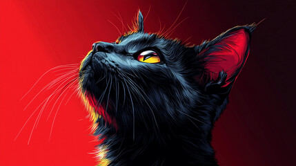 gray cat , new school style cartoon, angular, gradient, choppy, modern