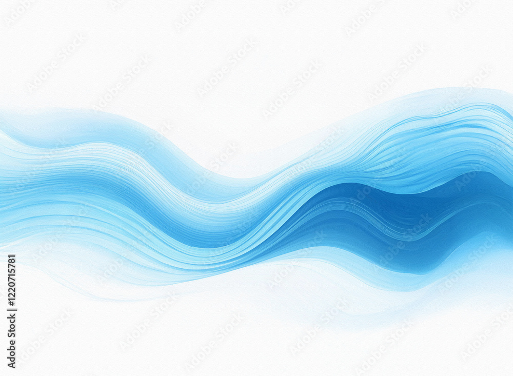 Aufkleber Abstract image of flowing, grainy blue waves on a white background. The texture is smooth yet dynamic, creating a sense of movement and fluidity.
