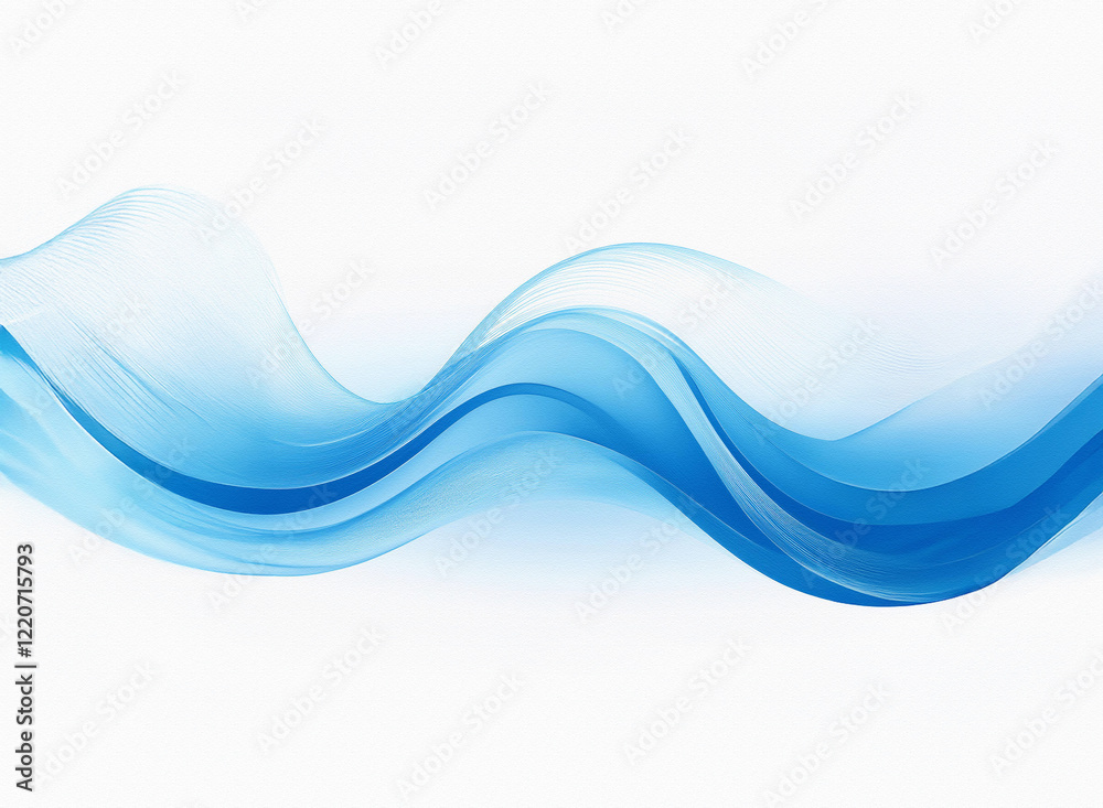 Aufkleber Abstract image of flowing, grainy blue waves on a white background. The texture is smooth, yet slightly rough, creating a dynamic visual effect.