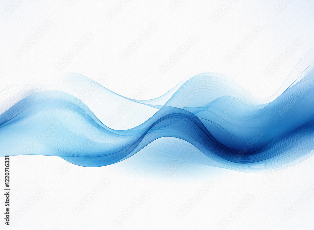 Aufkleber Abstract image of flowing, grainy blue waves on a white background. The texture is smooth yet slightly rough, creating a sense of movement and depth.