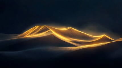 Golden sand dunes at night, for design or wallpaper