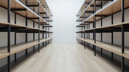 Fototapeta premium Spacious Empty Shelving Unit in Modern Interior
