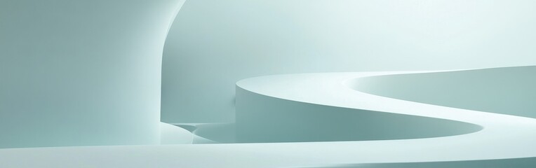 Minimalist monochrome design showcasing organic curves and serene flow in muted mint color for a calming atmosphere