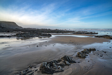 January morning light on Northcott Mouth beach