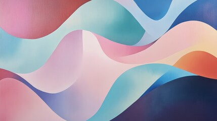 A lyrical abstraction using continuous curving shapes in harmonious pastel shades