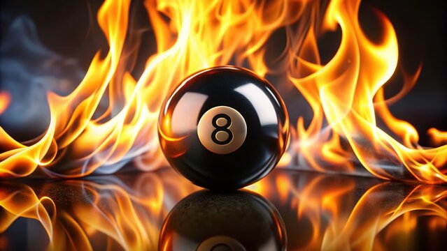 Fiery Eight Ball: Close-Up Macro Shot with Shallow Depth of Field