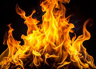 Fiery Inferno: Close-Up Drone Shot of Intense Flames Against Black