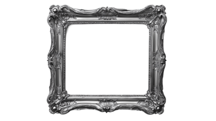 silver picture frame isolated on white , transparent , png 