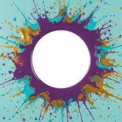 A colorful splash of paint with a blank circular center. Modern Graphic Design